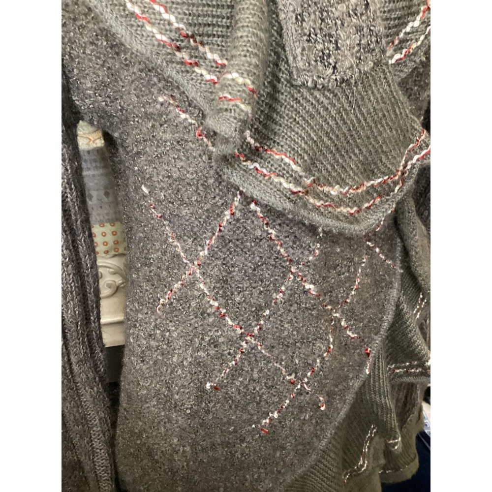 Forla Paris Mohair Wool Ruffle Wrap Cardigan Sweater Size L - Picture 2 of 8